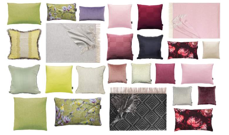 Kissen und Decken in drei Themen- und Farbwelten sind in der Maison Freesenburg zu entdecken und zu kaufen