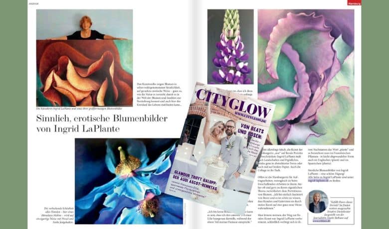 Ingrid LaPlante ist in der September-Ausgabe der City Glow mit ihren sinnlichen Blumenbildern zu sehen