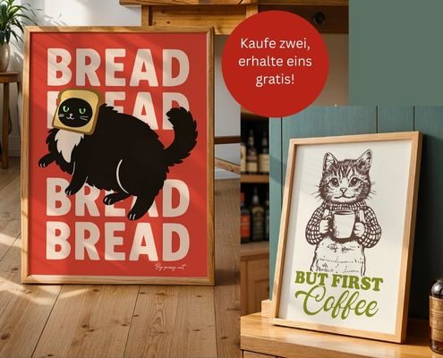 Vintage-Poster mit Katzenmotiven