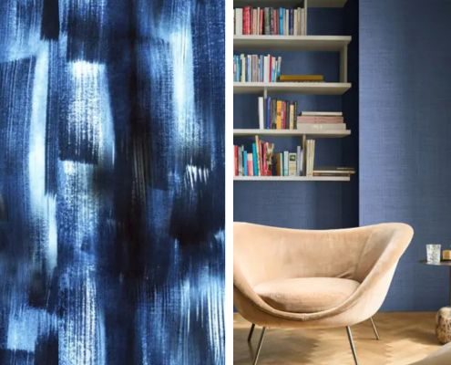 Wände gestalten mit Tapeten in dunklen Blautönen Wände gestalten mit Tapeten in dunklen Blautönen