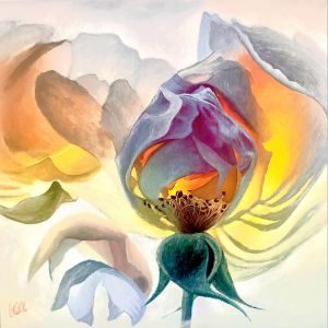 Rose gemalt von Ingrid LaPlante Rose stilisiert dargestellt von Ingrid LaPlante