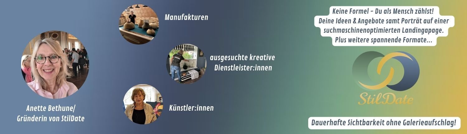 StilDate ist das Portal, um Kreative und kreative Dienstleister mit ihren Ideen und Angeboten sichtbar zu machen